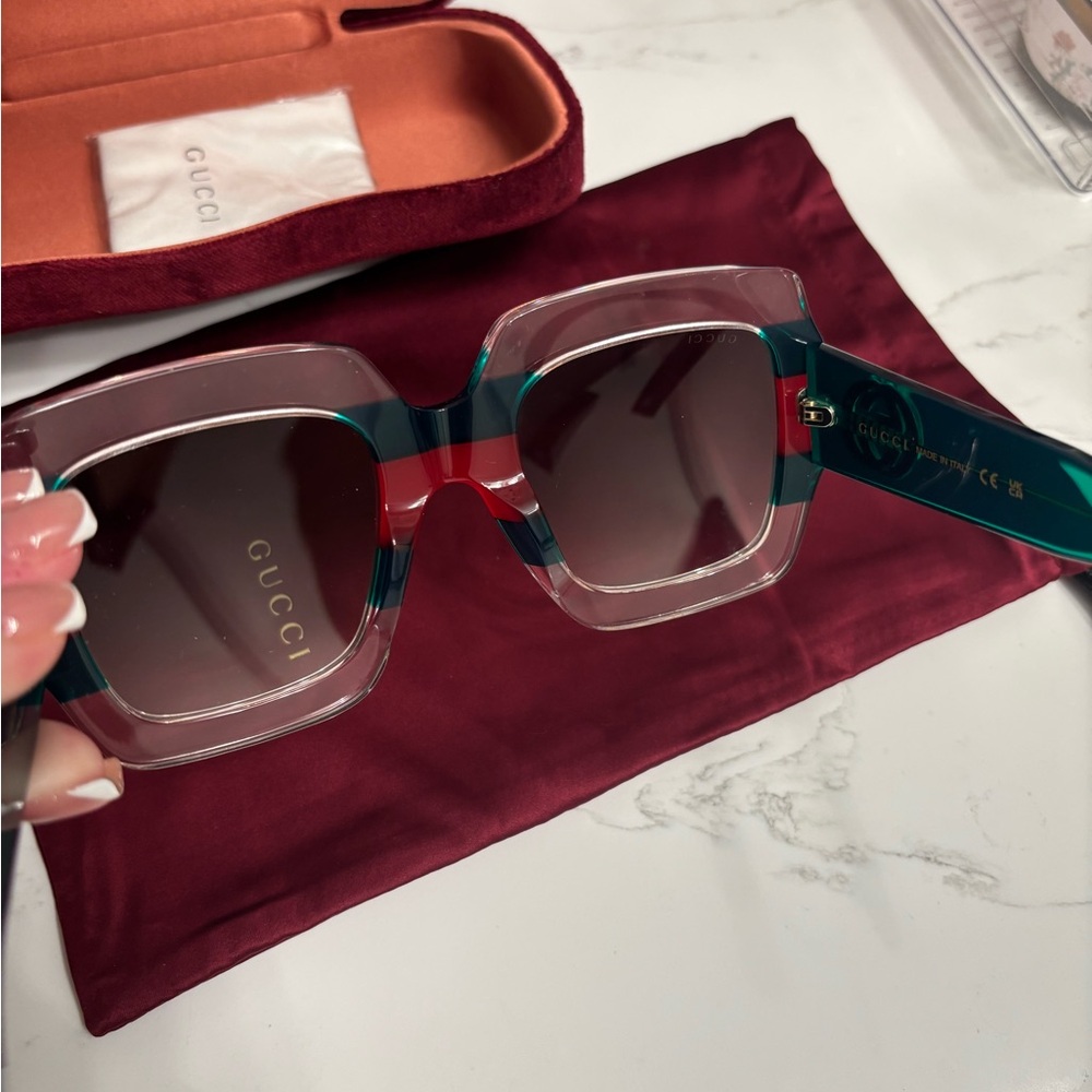 Gucci Women's Sunglasses with Blue and Red Accents - Picture 3 of 4